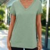 T Shirts Short Sleeve V Neck Tees Tops for Women Fashion Trendy Lightweight Soft Casual Summer Outfits Clothes 2025