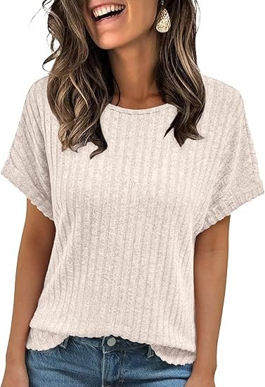 Women Shirts Summer Sweaters Short Sleeve Tunic Tops 2025 Dressy Casual Business Blouses