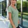 T Shirts Short Sleeve V Neck Tees Tops for Women Fashion Trendy Lightweight Soft Casual Summer Outfits Clothes 2025