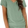T Shirts Short Sleeve V Neck Tees Tops for Women Fashion Trendy Lightweight Soft Casual Summer Outfits Clothes 2025