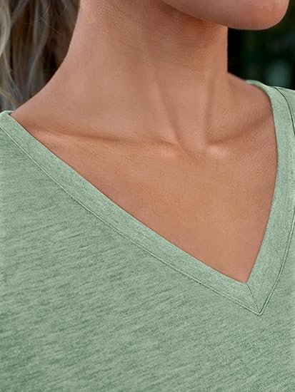 T Shirts Short Sleeve V Neck Tees Tops for Women Fashion Trendy Lightweight Soft Casual Summer Outfits Clothes 2025