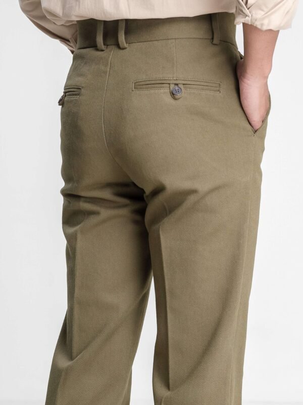 Straight Cut Trousers - Olive Green