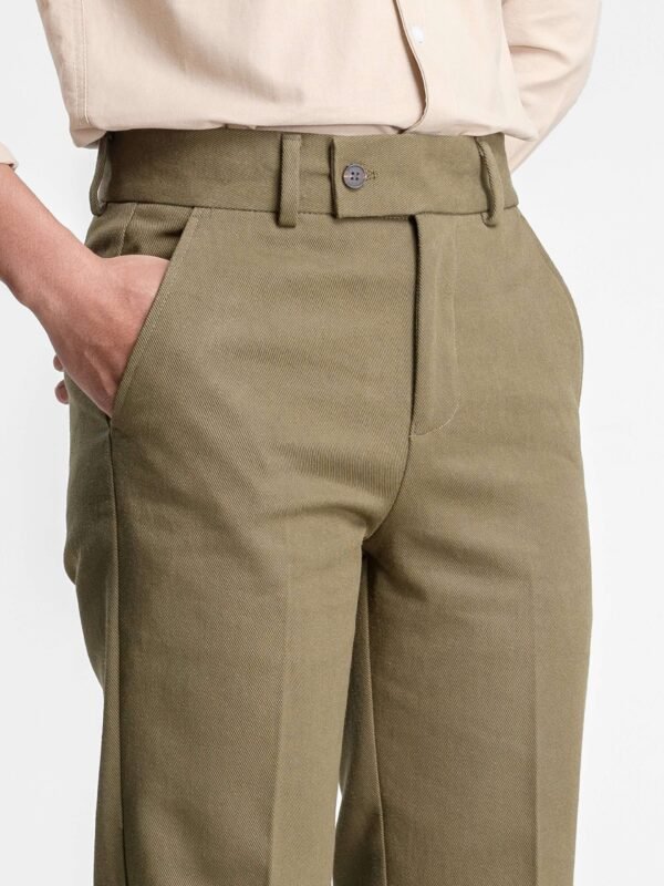 Straight Cut Trousers - Olive Green