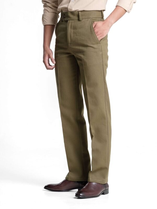 Straight Cut Trousers - Olive Green